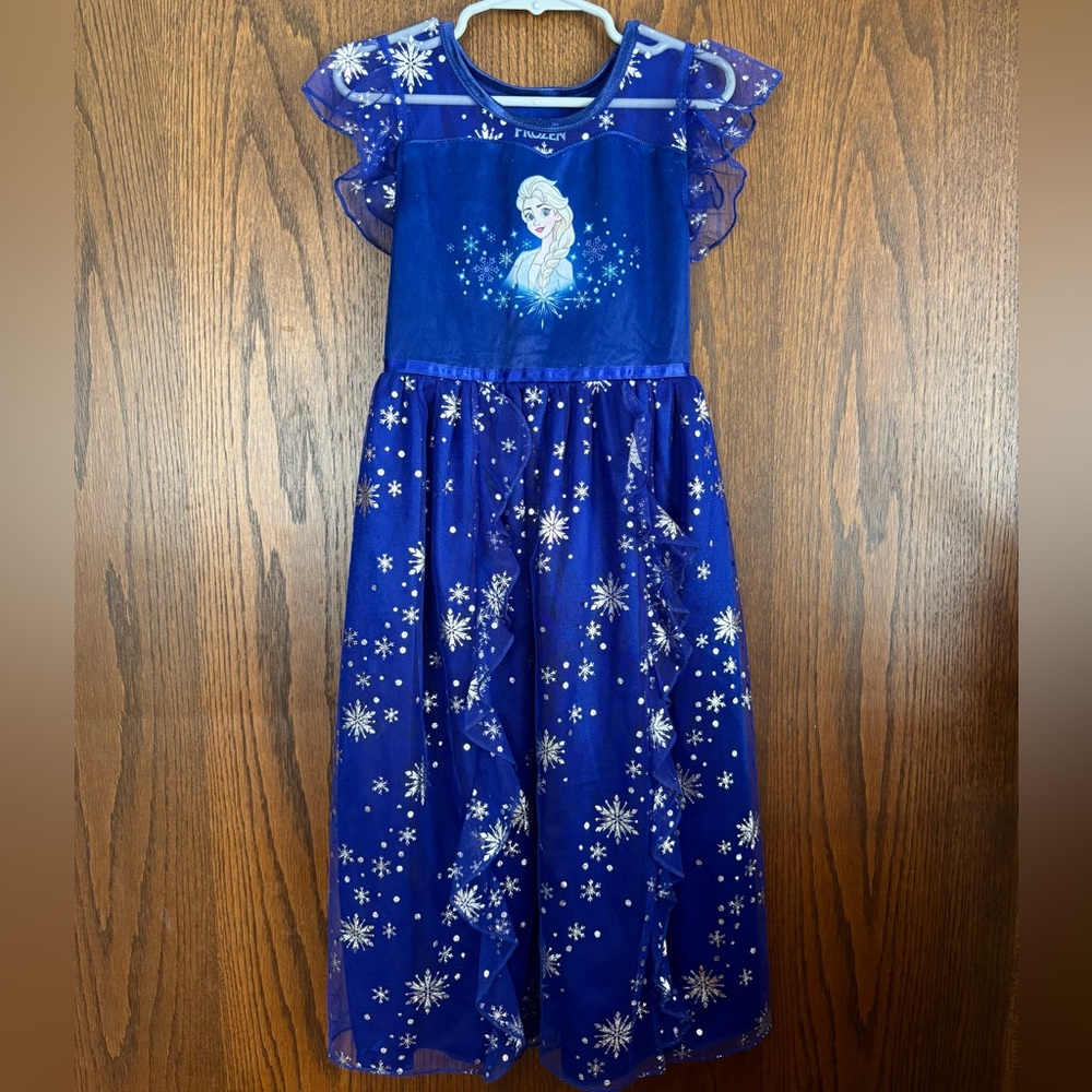 Disney Frozen Elsa Royal Blue Snowflake Dress